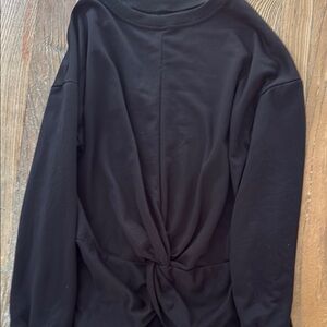 Black Long Sleeve Twist Front Top